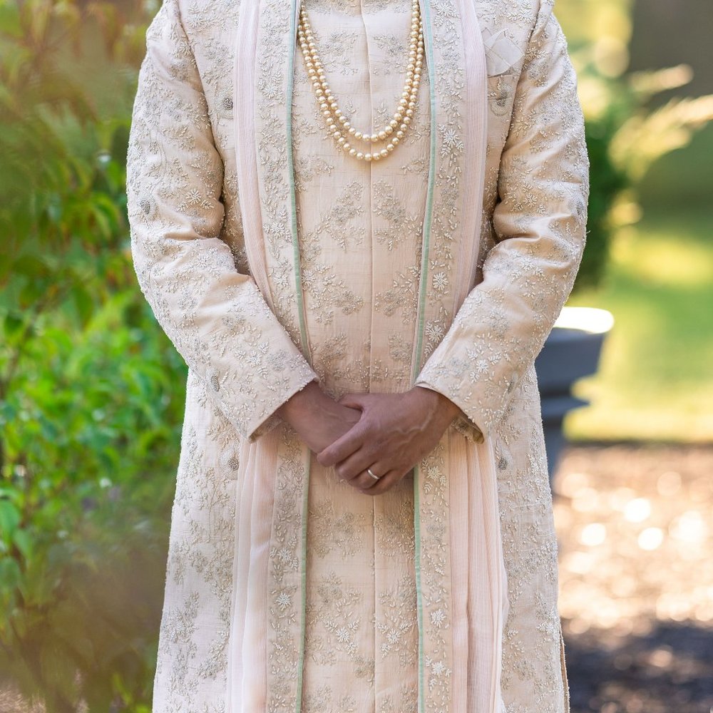 Anushree Reddy Peach Silk Sherwani